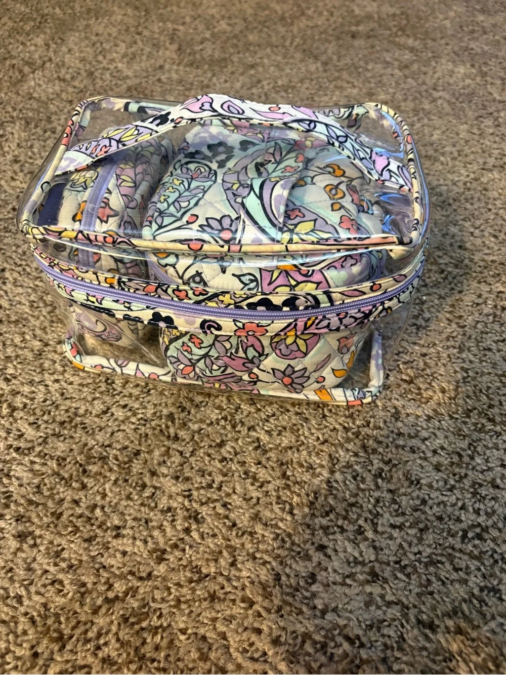 Vera Bradley Pastel Floral Clear Travel Cosmetic Bag